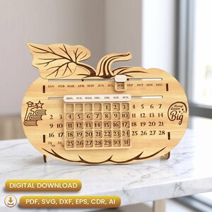 Multifunctioneel eeuwigdurende kalender laserbestand, pennenhouder, eeuwigdurende kalender Svg, 3D eeuwige kalender, kerstcadeaus, verjaardagscadeau | #N233