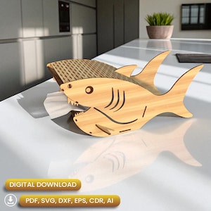 Wooden Shark Tissue Holder, Laser Cut File, Tissue Holder Svg, Napkin Holder Laser, Napkin Svg, DIY Tissue Box, Napkin Holder| #N072