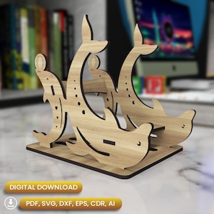 Dophin Tablet Holder Svg, Wooden Gift, Tablet Stand Holder, Laser Cut Svg, Laser Cut Template, Laptop Accessories, SVG Tablet Stand |#N001