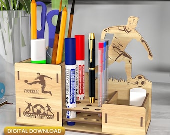 Estuche deportivo SVG, portalápices, portalápices láser, portalápices CNC, regalo personalizado para profesores, láser de regreso a clases, lápices para niños /#N013
