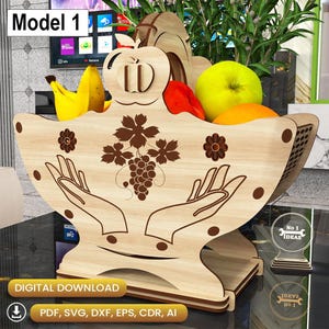 Set of 2 elegant fruit baskets svg, gift box svg, fruit gift box, laser cut plans, thank you gift box, basket laser cut |#N011