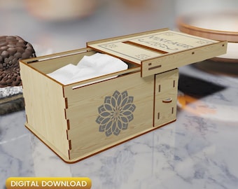 Vintage Wooden Tissue Box, Laser Cut Files (Digital Download)
