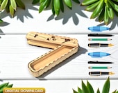 Wooden Pen Case Gift Laser Cut, Pen Gift Box, Teacher Gift Svg, Pen Holder, Pen Box Svg, Desk Storage, Birthday Gift, Back to School |#N075