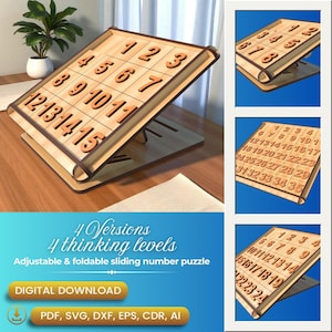 Sliding Number Puzzles Games for Kids, Wooden Puzzle, Brain Puzzle, Brain Games Laser Cut, Logic Games, Educational Games |#N085