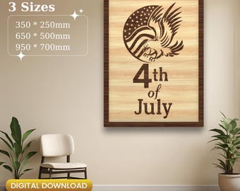 Decorazione murale con aquila laser, tema patriottico del 4 luglio, monumento ai veterani (download digitale)