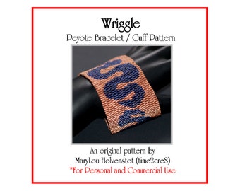 WRIGGLE Peyote Cuff Bracelet Pattern / Beadwoven Jewelry Tutorial / PDF Digital Download / 3 for price of 2 / Snake Animal Serpent Reptile