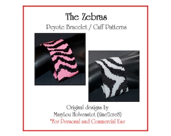 ZEBRA Peyote Cuff Bracelet Pattern / Beadwoven Jewelry Tutorial / PDF Digital Download / 3 for price of 2 / Bonus Pattern / Animal Print