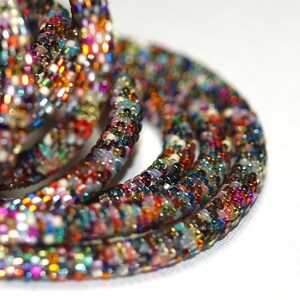 Nuru / Bead Crochet Rope Necklace or Bracelet / Colorful Multicolor Jewelry / Bold Metallic Industrial Necklace / Unisex Jewelry