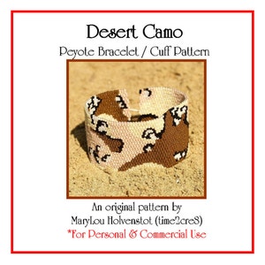 DESERT CAMO Peyote Bracelet Pattern - Beadwoven Jewelry Tutorial PDF Digital Download Military Camouflage Army Hunting 5 Color Even Count