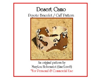 DESERT CAMO Peyote Cuff Bracelet Pattern / Beadwoven Jewelry Tutorial / PDF Digital Download / 3 for price of 2 / Military Camo Army Hunting