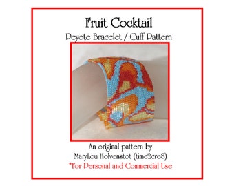 FRUIT COCKTAIL Peyote Armband Muster - Perlengefädelte Schmuck Anleitung Sofort Download Bunt Spaß Farben Multicolor Geschenk für Sie