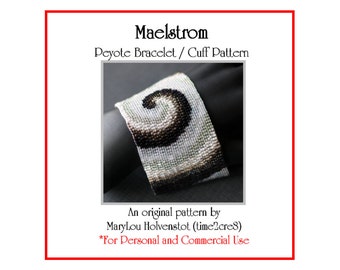 MAELSTROM Peyote Cuff Bracelet Pattern - Beadwoven Jewelry Tutorial Instant Download Storm Tornado Weather Wind Whirling Seven Colors Bold