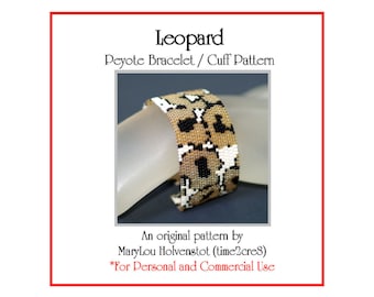 LEOPARD Peyote Cuff Bracelet Pattern / Beadwoven Jewelry Tutorial / PDF Digital Download / 3 for price of 2 / Wild Animal Print Skin Africa