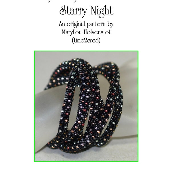 Bead Crochet Pattern - STARRY NIGHT Easy Peasy Necklace or Bracelet Versatile Design PDF Personal Commercial Seed Beads Instruction Tutorial