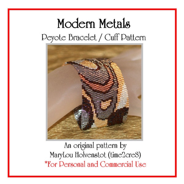 MODERN METALS Peyote Cuff Bracelet Pattern / Beadwoven Jewelry Tutorial / PDF Digital Download / 3 for price of 2 / Dressy Metallic Bronze