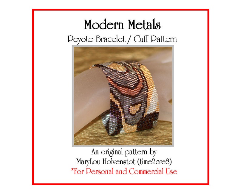 MODERN METALS Peyote Cuff Bracelet Pattern / Beadwoven Jewelry Tutorial / PDF Digital Download / 3 for price of 2 / Dressy Metallic Bronze image 1