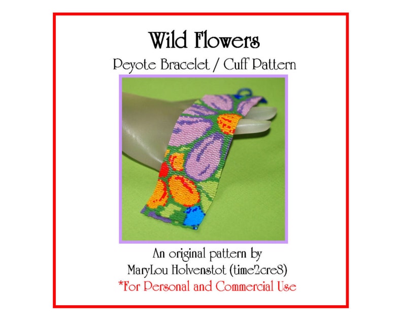 WILD FLOWERS Peyote Cuff Bracelet Pattern / Beadwoven Jewelry Tutorial / PDF Digital Download / 3 for price of 2 / Floral Colorful Garden image 1