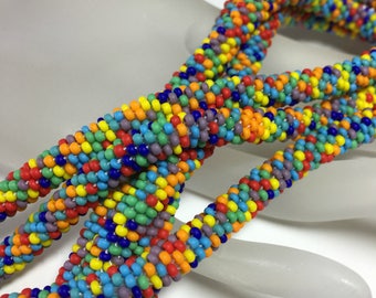 Island Colors / Bead Crochet Rope Necklace or Bracelet / Multicolor Colorful Seed Beads / Rainbow Colors Jewelry / Beaded Necklace