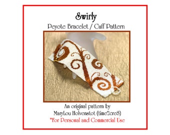 SWIRLY Peyote Armband Muster - Breite Armstulpe Perlengefädelt Schmuck Anleitung Locken Abstrakt Elegant Zwei Oder Drei Farben Selbst Graf Atemberaubend Schick