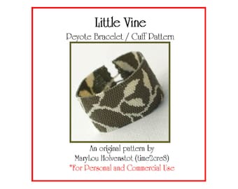 LITTLE VINE Peyote Cuff Bracelet Pattern / Beadwoven Jewelry Tutorial / PDF Digital Download / 3 for price of 2 / Leaf Leaves Plant Nature