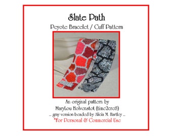 SLATE PATH Peyote Cuff Bracelet Pattern / Beadwoven Jewelry Tutorial / PDF Digital Download / 3 for price of 2 / Realistic Rock Stone Nature