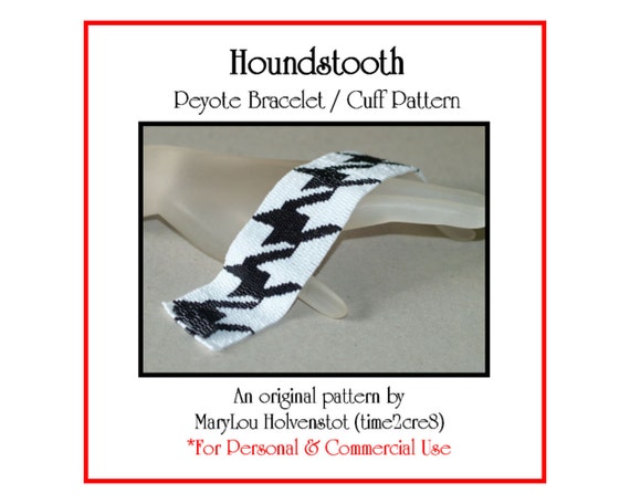 HOUNDSTOOTH Classic Design Peyote Cuff Bracelet Pattern Beadwoven Jewelry Tutorial PDF Digital Download Bold Fabric Business Accessory
