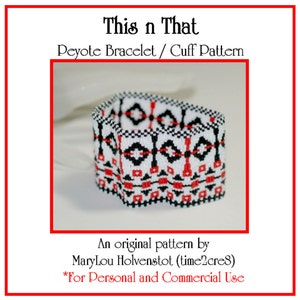 THIS n THAT Peyote Cuff Bracelet Pattern / Beadwoven Jewelry Tutorial / PDF Digital Download / 3 for price of 2 / 3 Color Geometric image 1