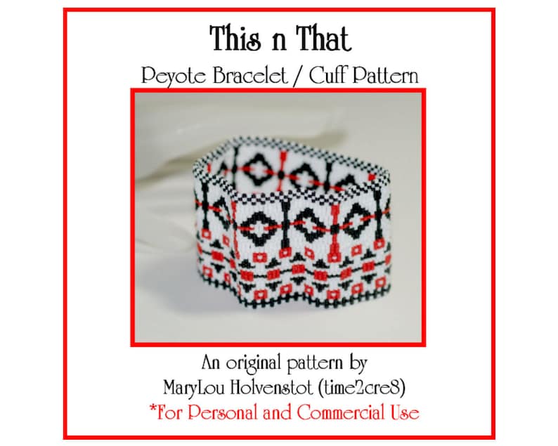 THIS n THAT Peyote Cuff Bracelet Pattern / Beadwoven Jewelry Tutorial / PDF Digital Download / 3 for price of 2 / 3 Color Geometric image 1