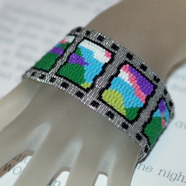 Kodachrome / Peyote Bracelet Beadwoven Cuff / Simon and Garfunkel Music Inspired / Film Photography Photographer Gift / Colorful Jewelry