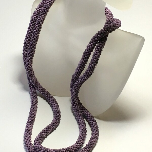 Perfectly Plum / Bead Crochet Necklace / Matte Purple Chunky Beaded Rope Necklace / Handmade Jewelry / Gift for Her / Purple Lover Gift
