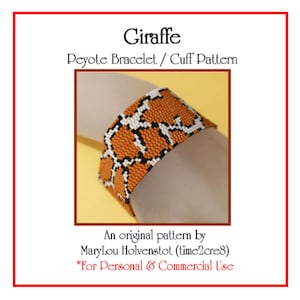 GIRAFFE Narrow Peyote Bracelet Pattern - Beadweaving Tutorial Jewelry Animal Print Animal African Wildlife Two Drop Even Count Three Colors