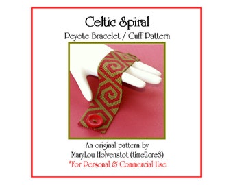 CELTIC SPIRAL Peyote Cuff Bracelet Pattern / Beadwoven Jewelry Tutorial / PDF Digital Download / 3 for price of 2 / Irish Ireland Geometric
