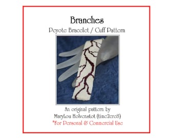 BRANCHES Peyote Cuff Bracelet Pattern - Beadwoven Jewelry Tutorial / PDF Digital Download Tree Nature Lightning Weather Jagged Two Color