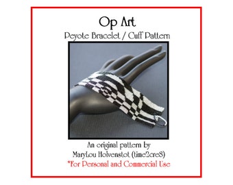 OP ART Peyote Cuff Bracelet Pattern / Beadwoven Jewelry Tutorial / PDF Digital Download / 3 for price of 2 / Pop Art Abstract Geometric