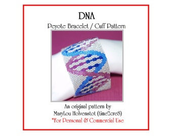 DNA (Double Helix) Peyote Cuff Bracelet Pattern / Beadwoven Jewelry Tutorial / PDF Digital Download / 3 for price of 2 / Science Biology DNA