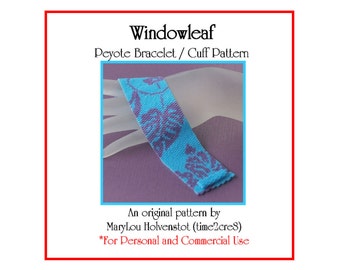 WINDOWLEAF Peyote Cuff Bracelet Pattern / Beadwoven Jewelry Tutorial / PDF Digital Download / 3 for price of 2 / Monstera Hawaii Plant