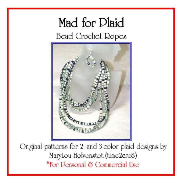 Bead Crochet Pattern / MAD for PLAID / Classic Design . Two Colors . Three Colors . PDF . Personal . Commercial