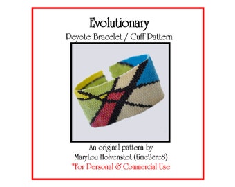 EVOLUTIONARY Peyote Bracelet Pattern - Modern Art Abstract Design Beadweaving Tutorial Mondrian Inspired Gift for Her Multicolor Fun Fashion