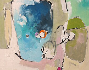 Dipinto astratto Giclee Stampa dall'originale Espressionista Espressionista Pittura Modern Art Made To Order Blue Fine Art Print di Linda Monfort