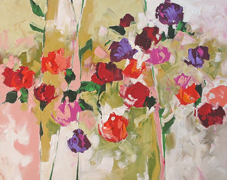 Abstract Floral Acrylic Painting Giclee Print Made to Order Etsy