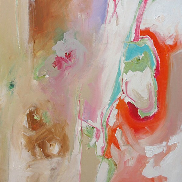 Original Abstract Painting Bold Expressionist Art Acrylic on Canvas PASSION 30x30 Linda Monfort