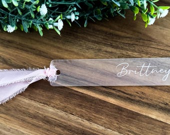 Personalized Frosted Acrylic Bookmark: Book Lover Gift