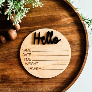 3D Hello Newborn Hospital Name Announcement, Name Plaque, Hello World, Birth Stat, Baby Shower Gift, Baby Name Sign, New Baby Photo Prop