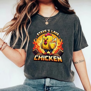 Steve's Lava Chicken PNG, Funny Gamer Animal Design, Lava Chicken Cartoon PNG, Gaming Shirt Graphic, Digital Download PNG