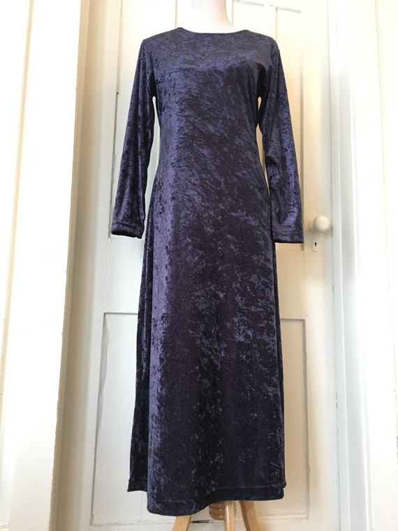 Vintage Velvet Dress/ Crushed Velvet Dress/ 90s D… - image 4