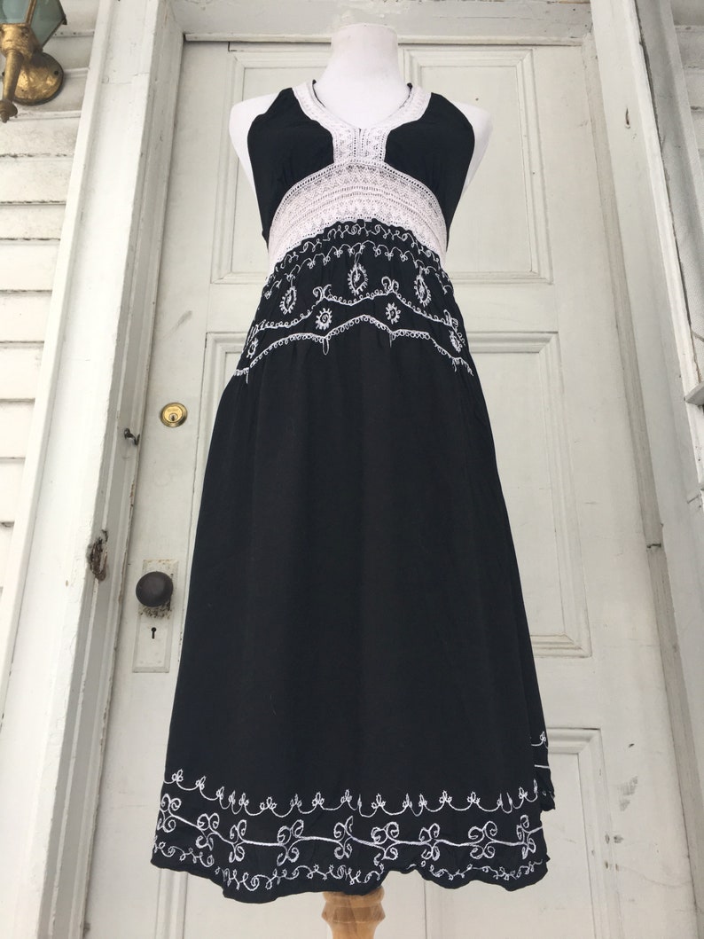 Vintage Halter Dress/ Embroidered Dress/Backless Dress/Bohemian Dress image 1