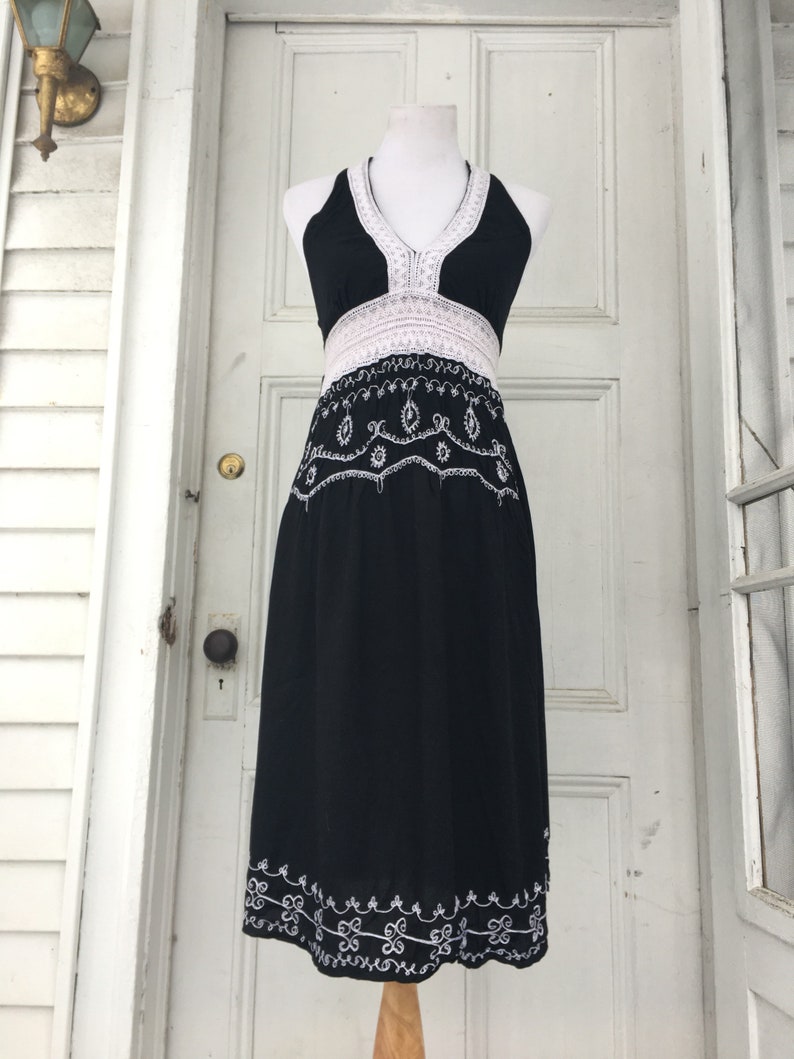 Vintage Halter Dress/ Embroidered Dress/Backless Dress/Bohemian Dress image 4