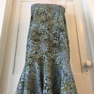 Batik Rayon Dress Skirt, Bohemian Ruffle Bottom, Made in Indonesia, M/L