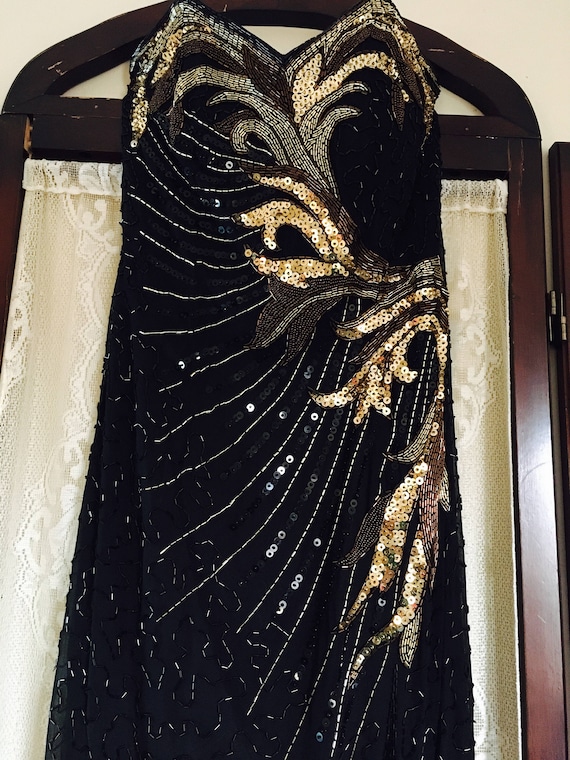 Vintage Sequins Dress/ 1980s Beaded Dress/ Morgan