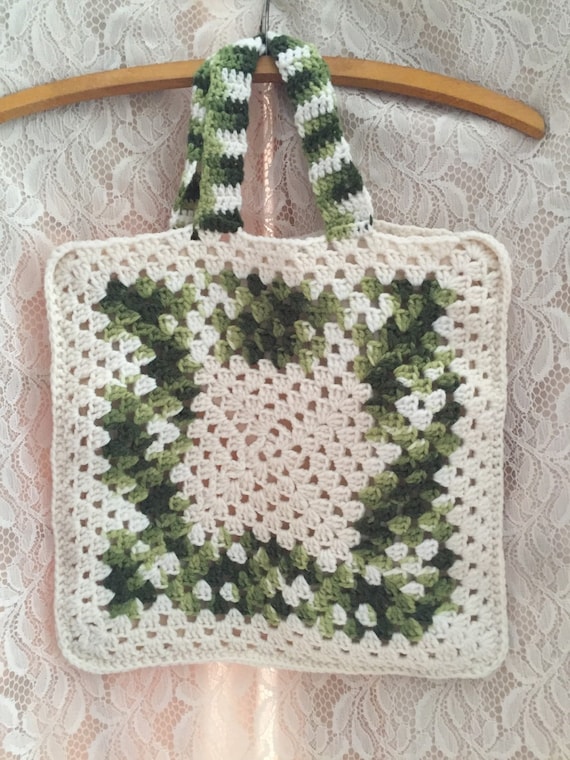Vintage Granny Square Purse/ Granny Bag/ Crocheted